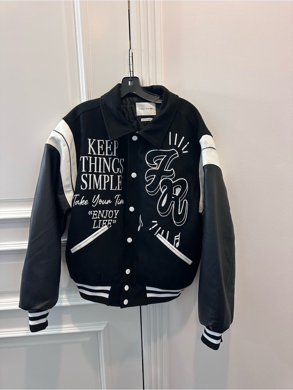 Black & White Varsity Bomber Jacket - Keep Things Simple